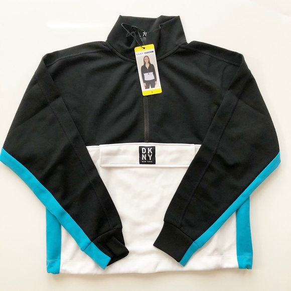 DKNY Sport Half Zip Pullover White/Black NWT - Picture 2 of 8